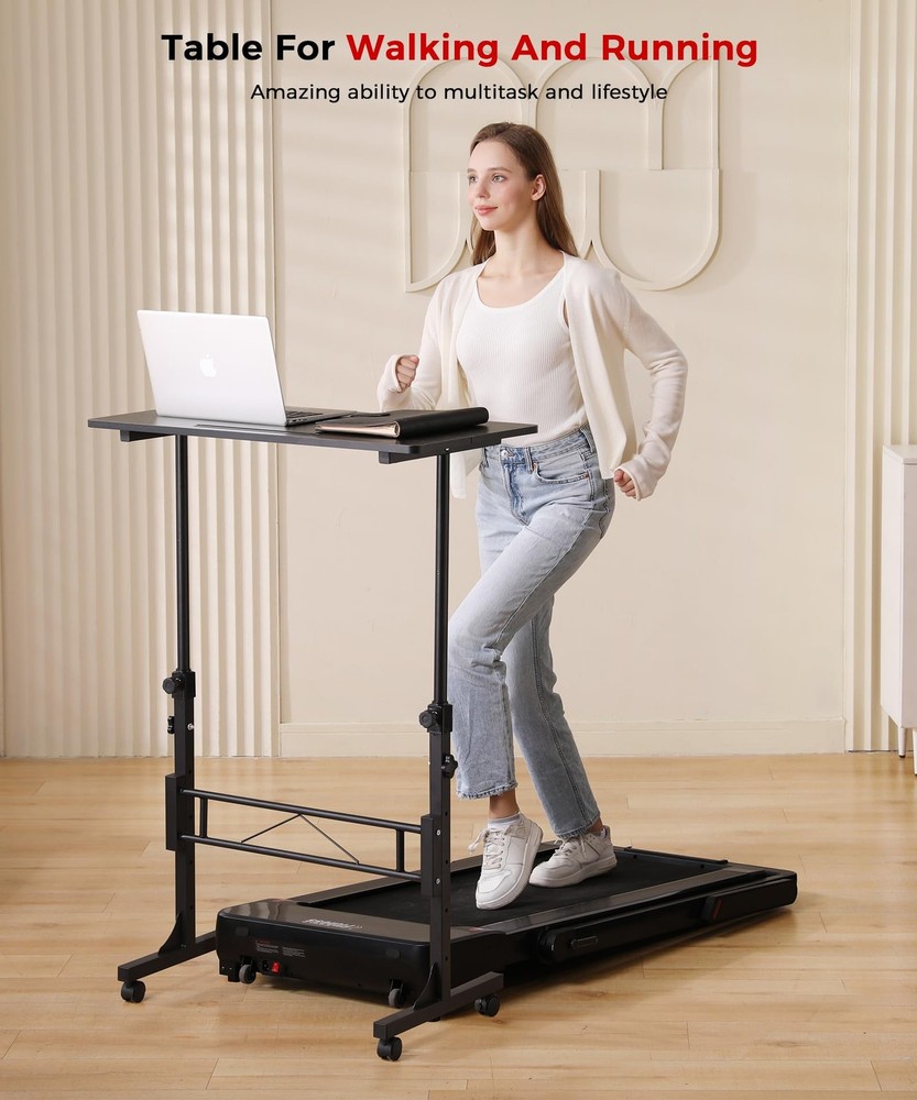 Standing Desk Adjustable Height, Mobile Stand Up Desks with Wheels Small Comp...