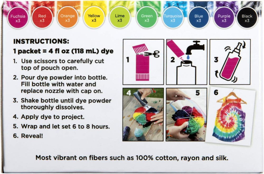 One-Step Tie-Dye Kit Refills, Rainbow Tie Dye, Multicolor, 30 Pack