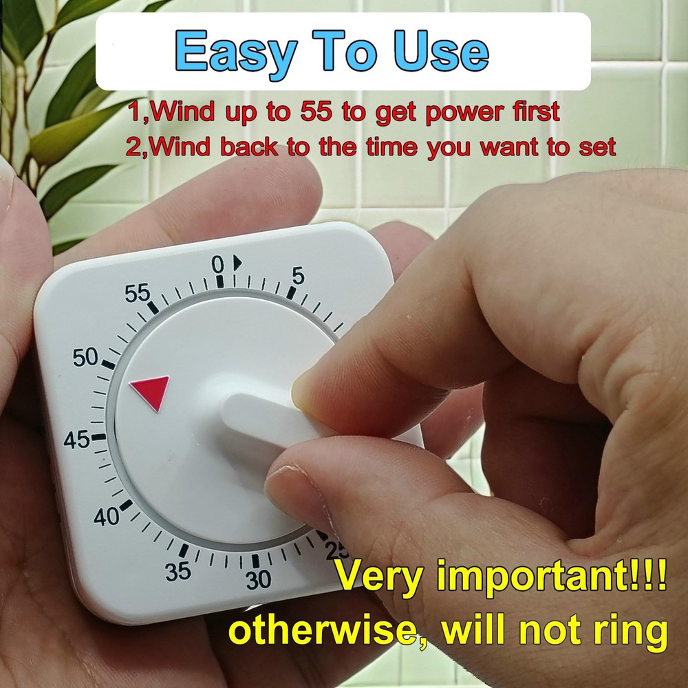 60 Minute Kitchen Timer Alarm Manual Countdown Timer for Home Baking Cooking