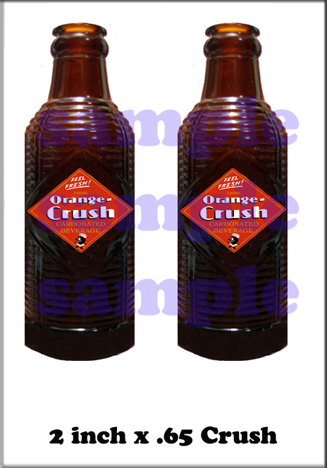 2" ORANGE CRUSH BOTTLE DECALS GUMBALL NUT MACHINE