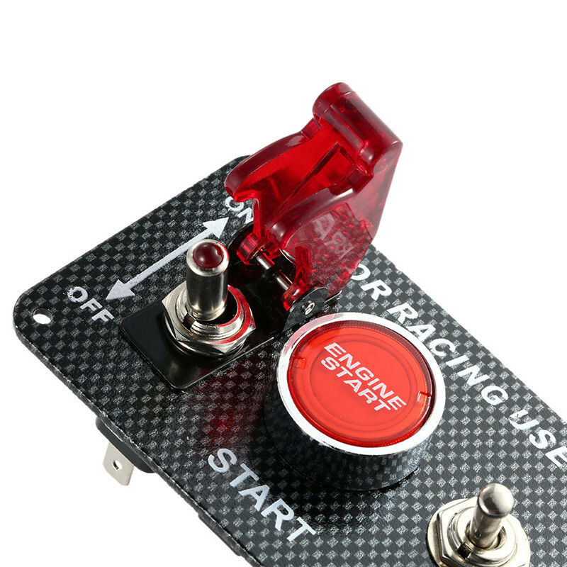 Car Carbon Fiber Panel Start Buttons Power Toggle Ignition Engine 5in1 Button