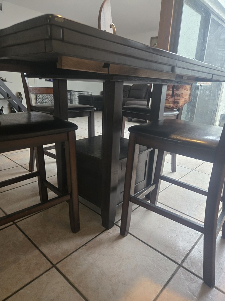 Wooden Dining Table Set with 4 Chairs, Dark Finish