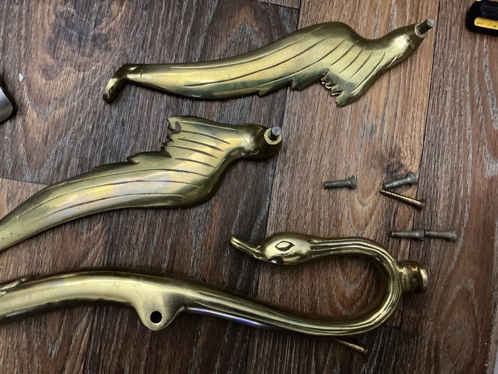 VTG hollywood regency brass swan SinglLeg half moon wall table Assembly required