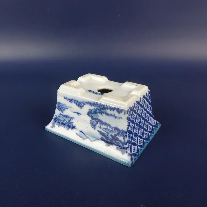 Bonsai Pot Arita Ware Small Rectangular Planter 7.4cm Blue & White Landscape