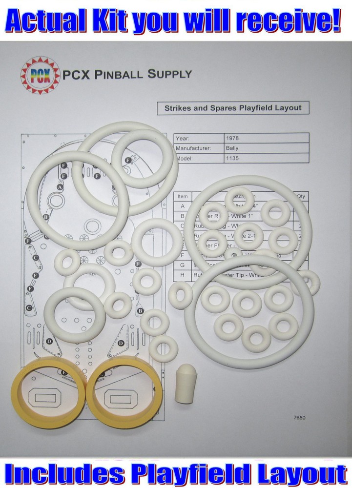 1978 Bally Strikes and Spares Pinball Machine Rubber Ring Kit