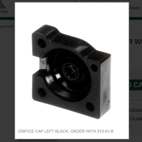 ORIFICE CAP LEFT BLACK, ORDER WITH 513-01-B # 020002018