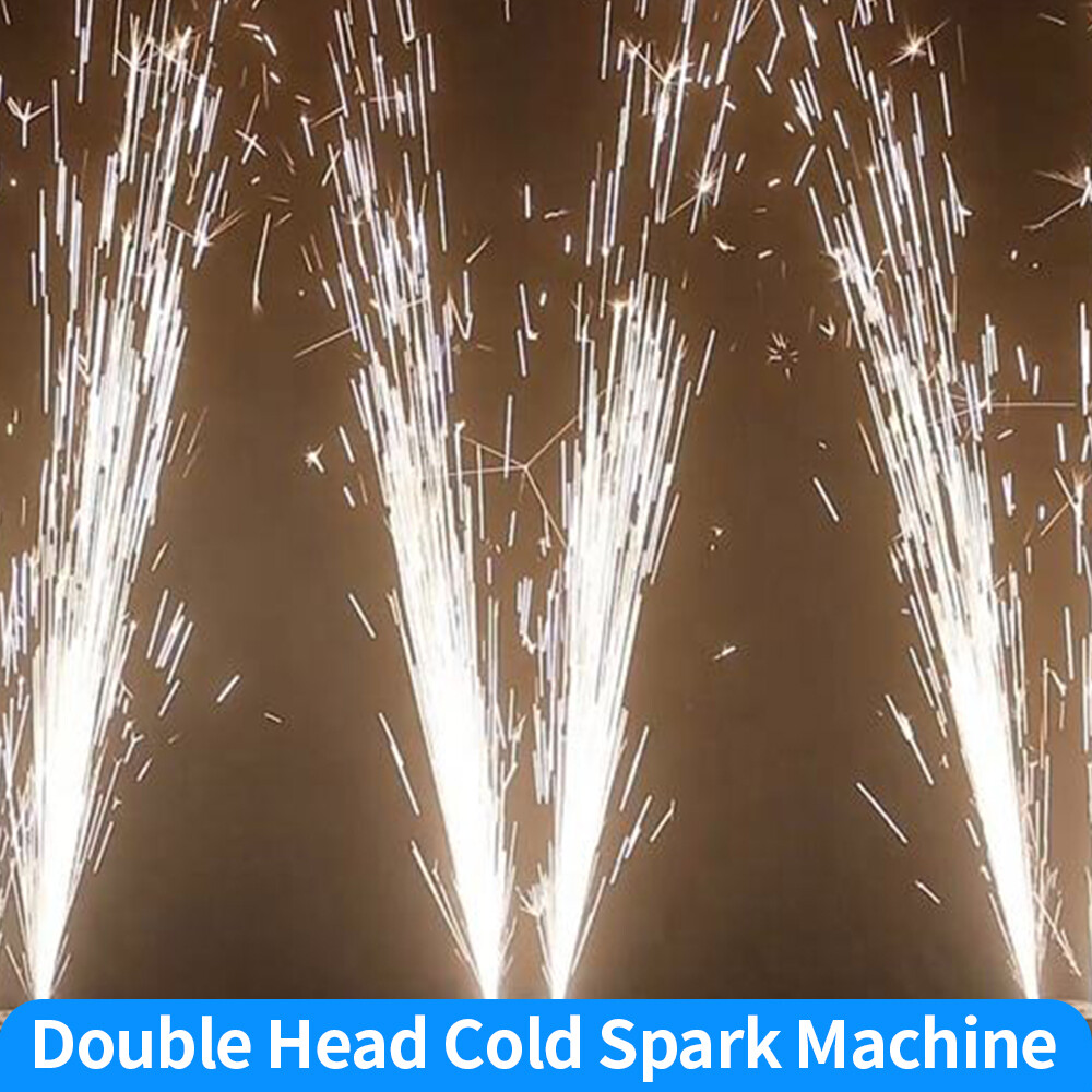1300W Spin Cold Spark Machine Double Head Firework Fountain DMX Sparkler Machine