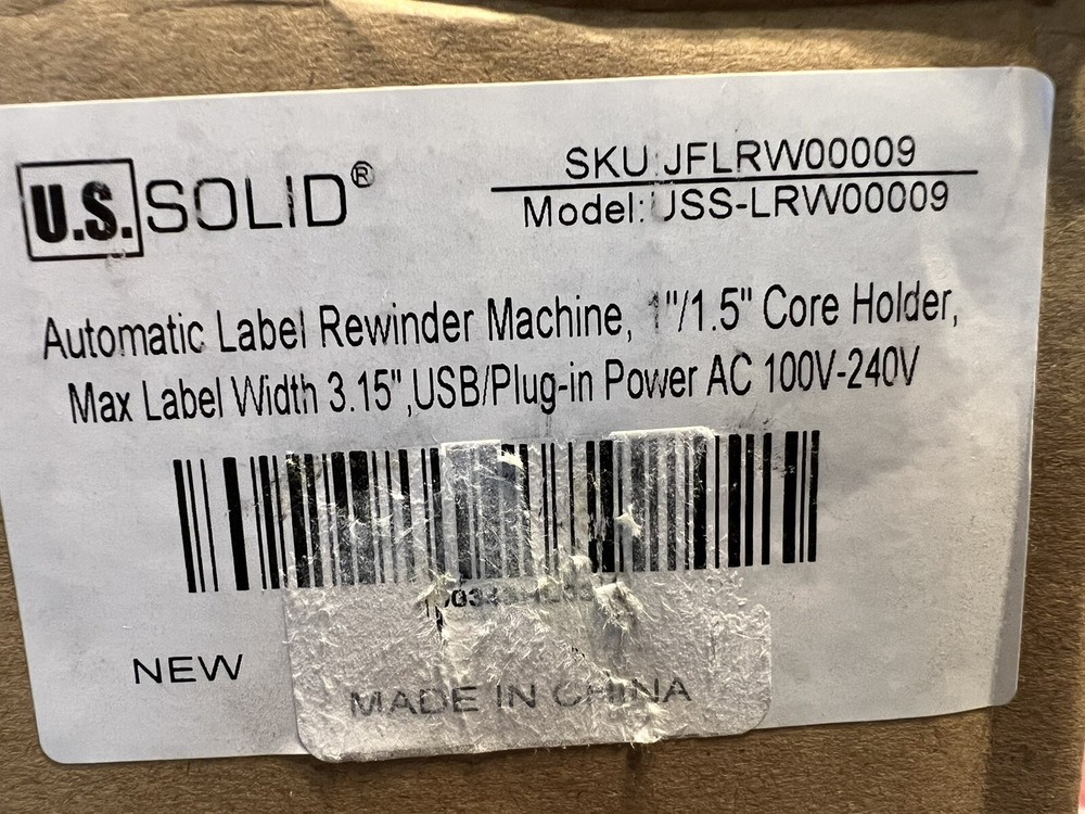 U.S. Solid Automatic Label Rewinder Machine, 1"/1.5" Core Holder, USS-LRW00009