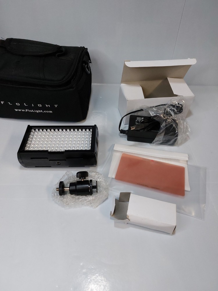 FloLight MicroBeam 128 High Output Compact LED Light, Panasonic Battery Plate