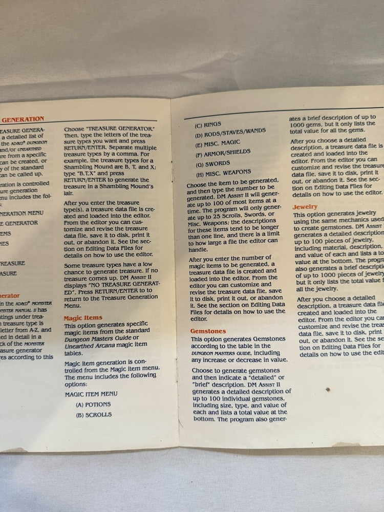 1989 TSR Advanced D&D Dungeon Masters Assistant - Vintage