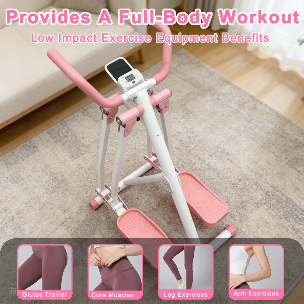 Foldable Air Walk Elliptical - Low-Impact Cardio Machine with LCD Display