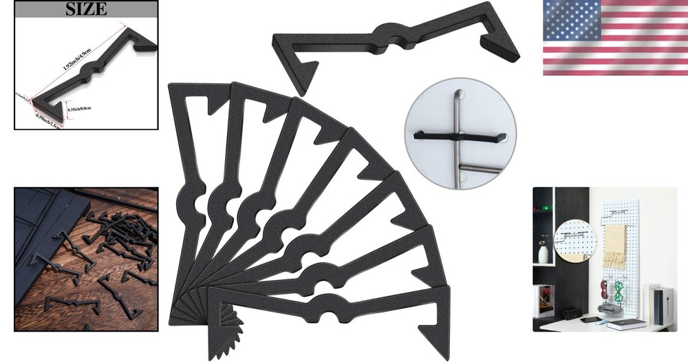 50 Pack Black Pegboard Hook Locks - Durable Retainers for Stable Organization