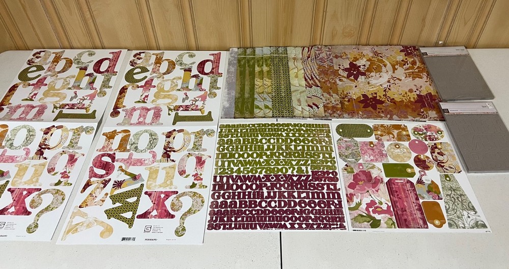 Basic Grey Perhaps 14 Sheets 12"x12", Stickers, Die Cut Alphas & Tags - READ