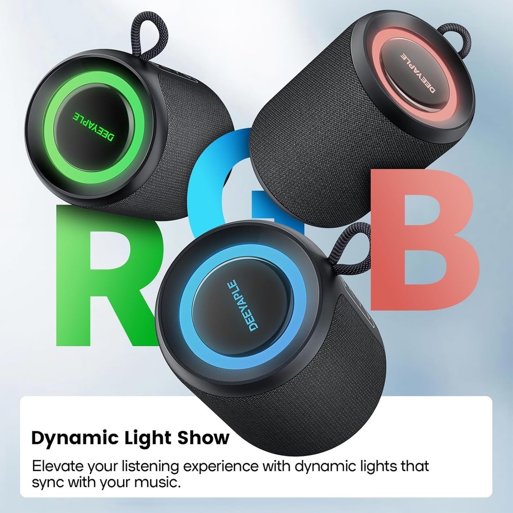 Bluetooth Speaker Wireless Waterproof & Dustproof Portable Speaker with Lights