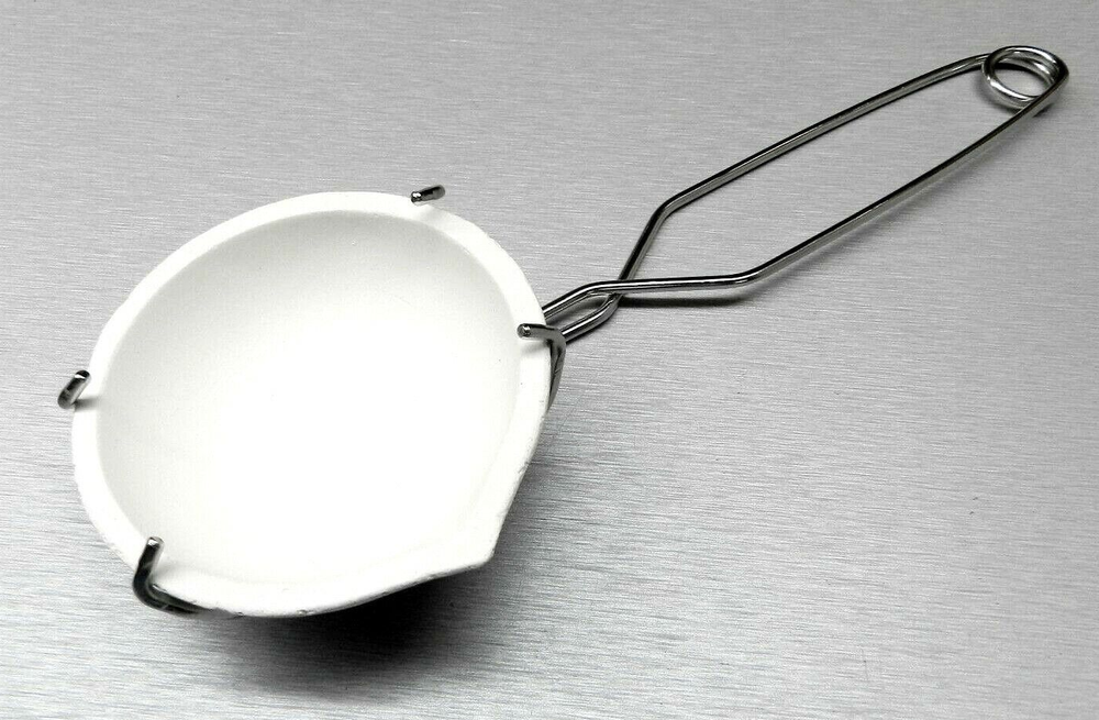 300 Gram Ceramic Crucible Dish & Whip Tong Handle Melting Casting Gold Silver...