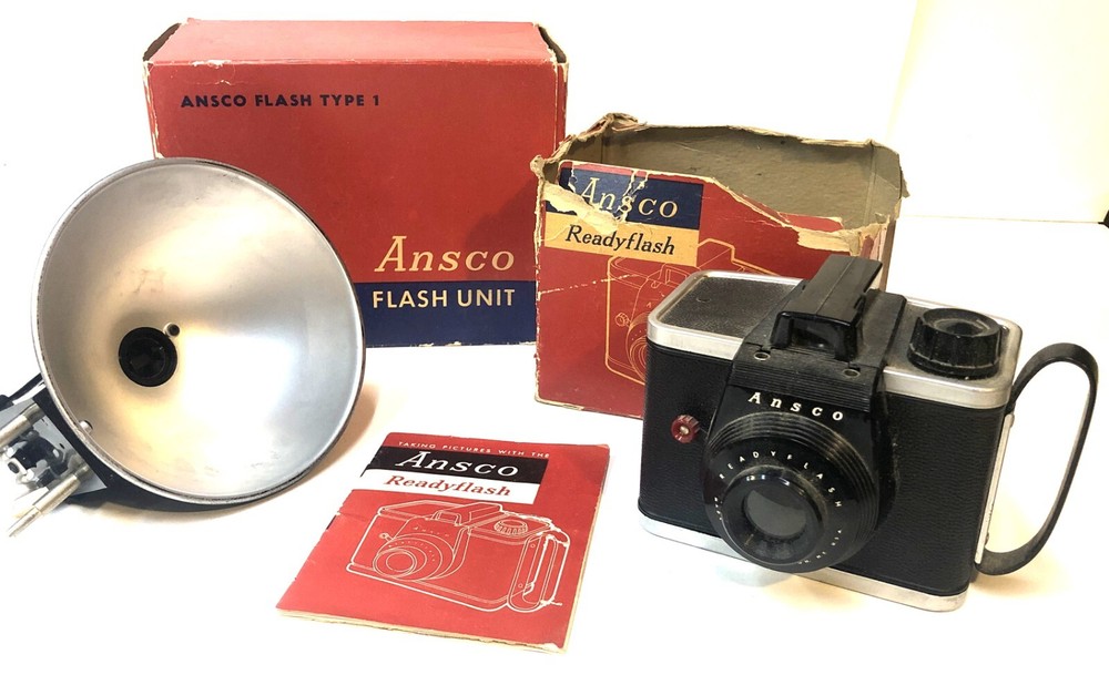Vintage Ansco Readyflash 620 Camera & Flash Original Boxes and Instruction Book