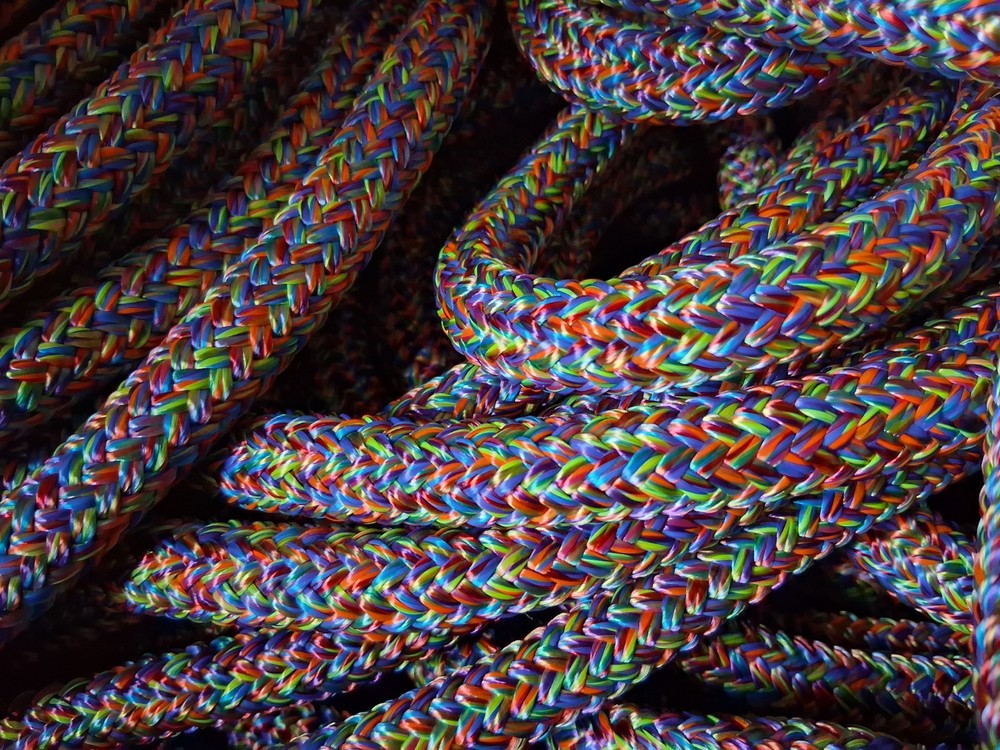 9/16 x 100 ft. Double Braid-Yacht Braid Polyester Rope. Rainbow Blend