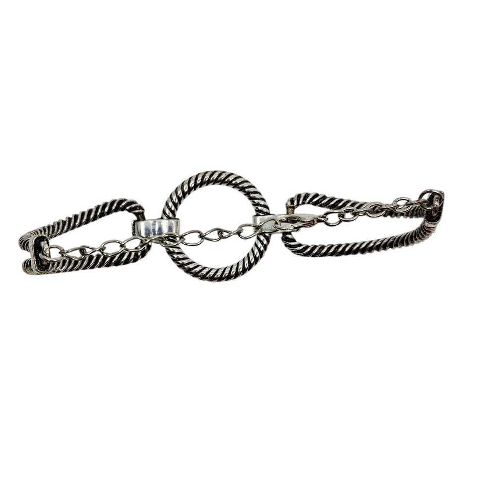 Vintage Silver Tone Circular Bracelet Adjustable