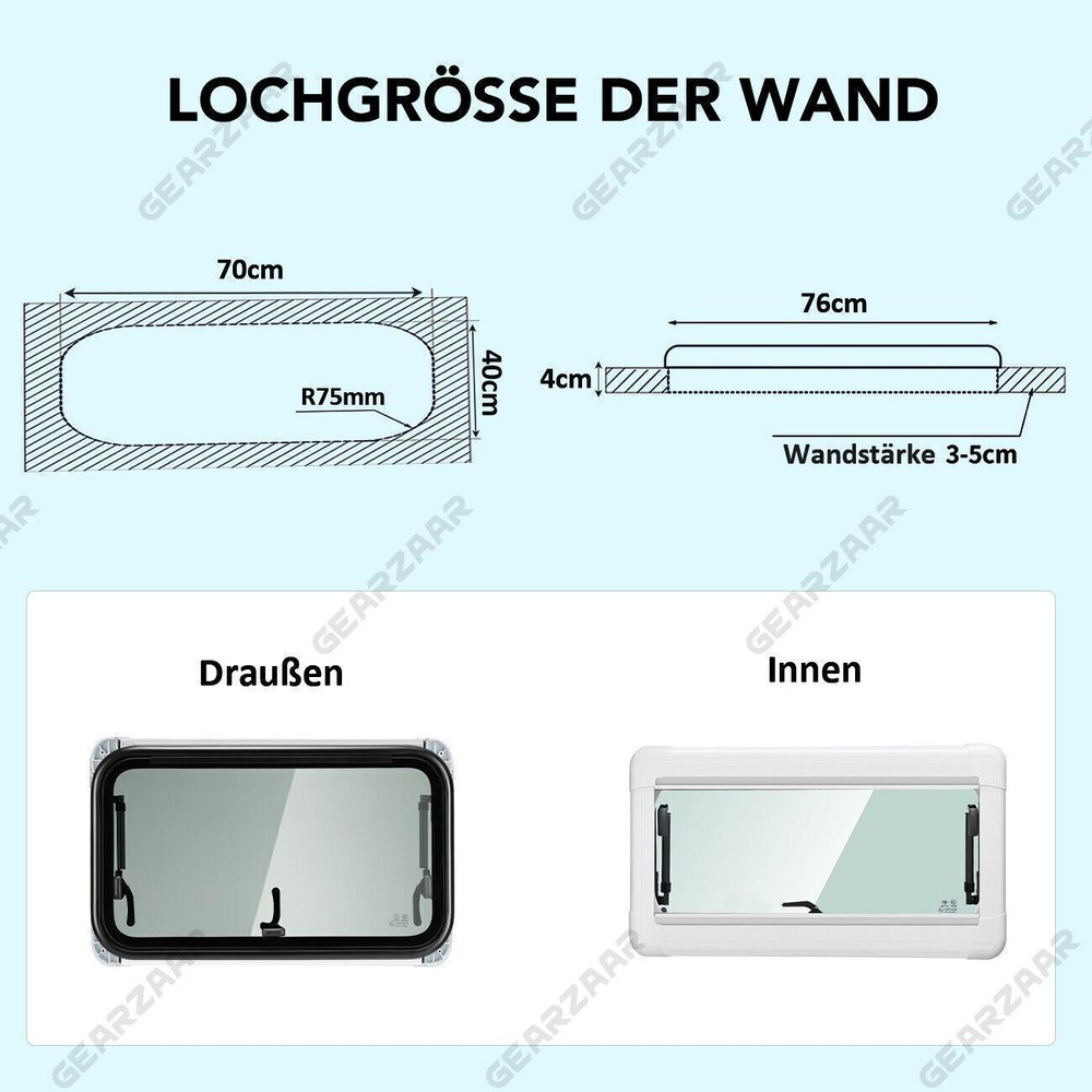 Caravan window side window pop out window 700*400mm with fly screen
