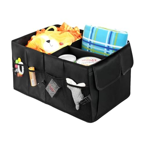 Car Trunk Backseat Organizer, Collapsible Multi Compartment Cargo Storage Box