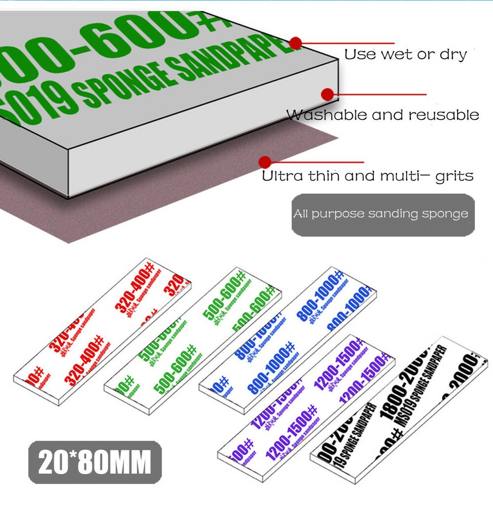 Hobby Model Craft Polish Tools All purpose sanding sponge 50pcs Multi-Grits