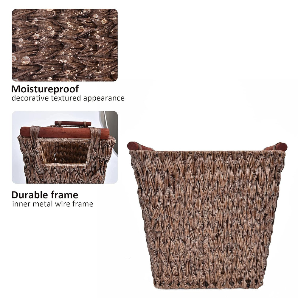 Bundle of 1-Pack Wicker Wastebasket & 3-Pack Wicker Storage Baskets