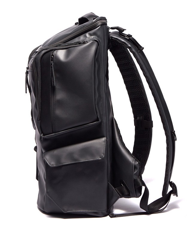 Riokairyu Black leather laptop backpack