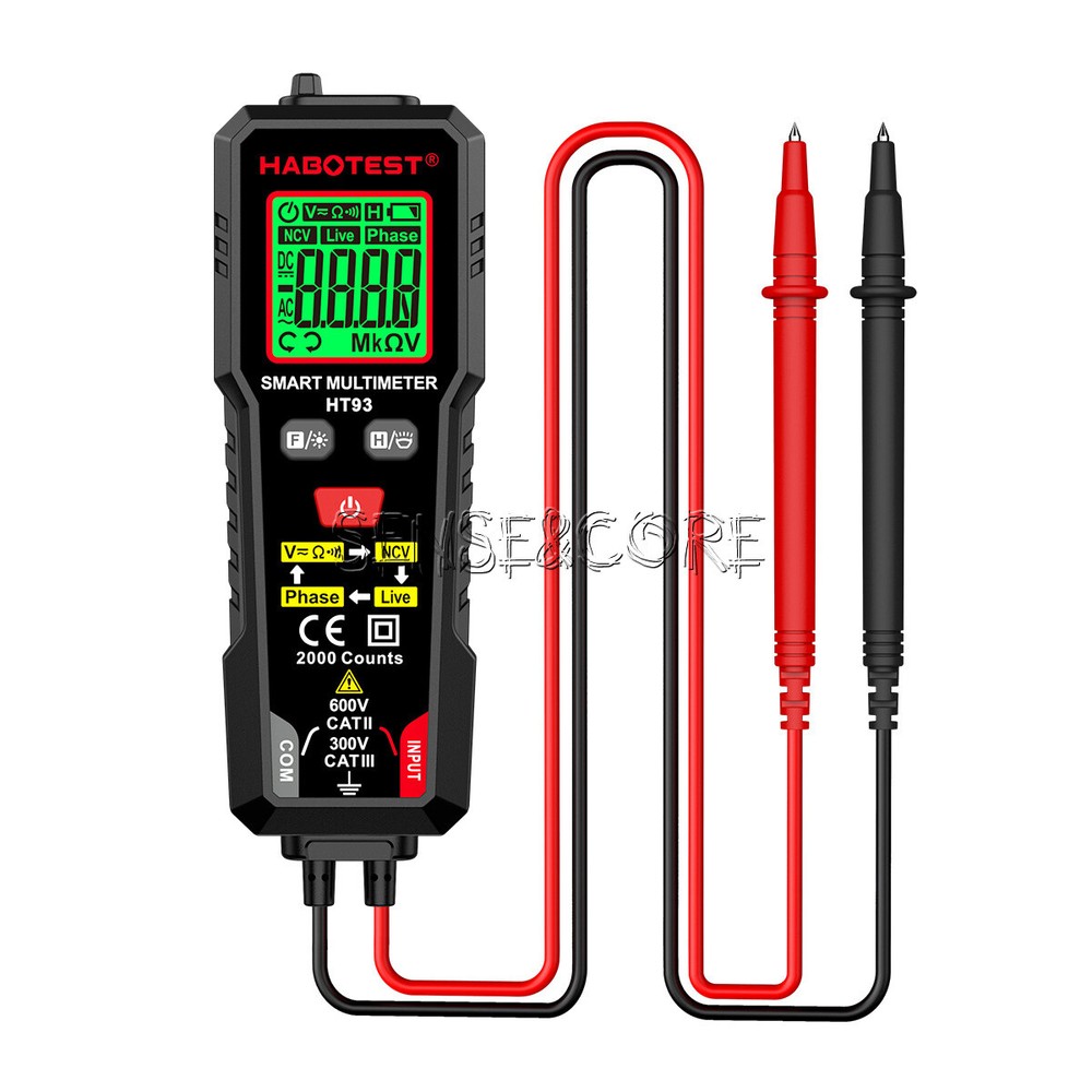 HT93 Digital Multimeter Smart Meter 2000 Counts AC Voltage NCV Tester Car Range-