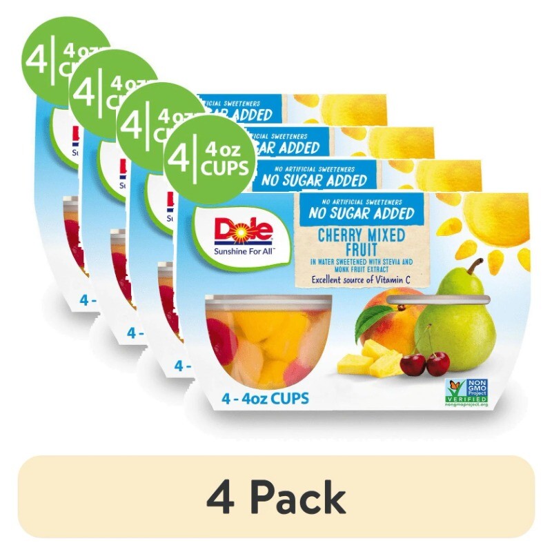 (4 pack) Dole NSA Cherry Mixed Fruit Bowls, 4oz (4 Cups)