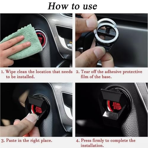 1 Pc Car Engine Start Stop Button Cover Push to Start Button Ignition Red