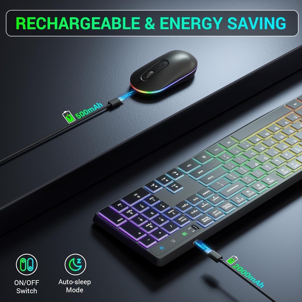Multimedia Ergonomic Keyboard & Colorful Mouse Set with 3-DPI Adjustability