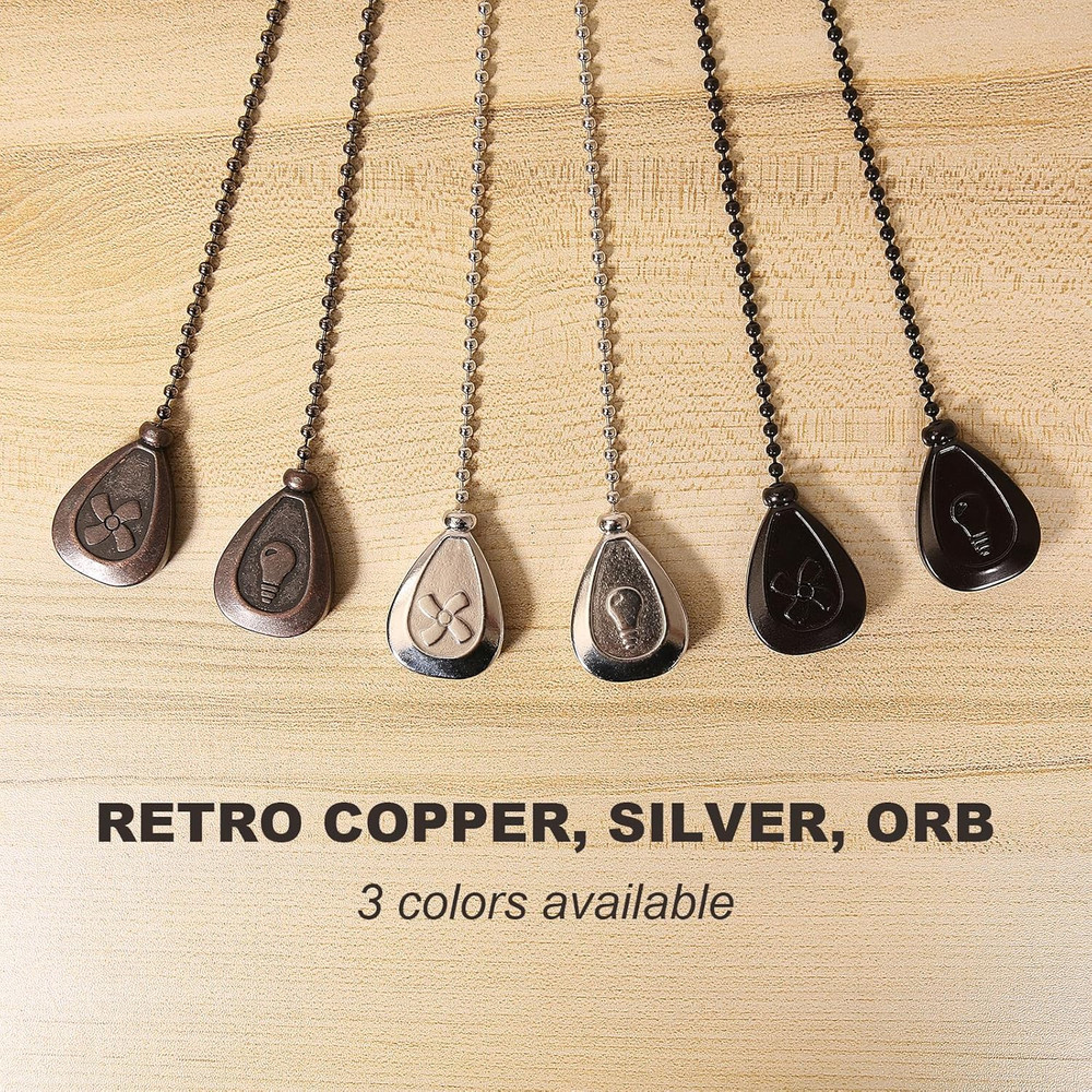 Ceiling Fan Pull Chain Extenders 2 Pack, Decorative Waterdrop Look (Retro)