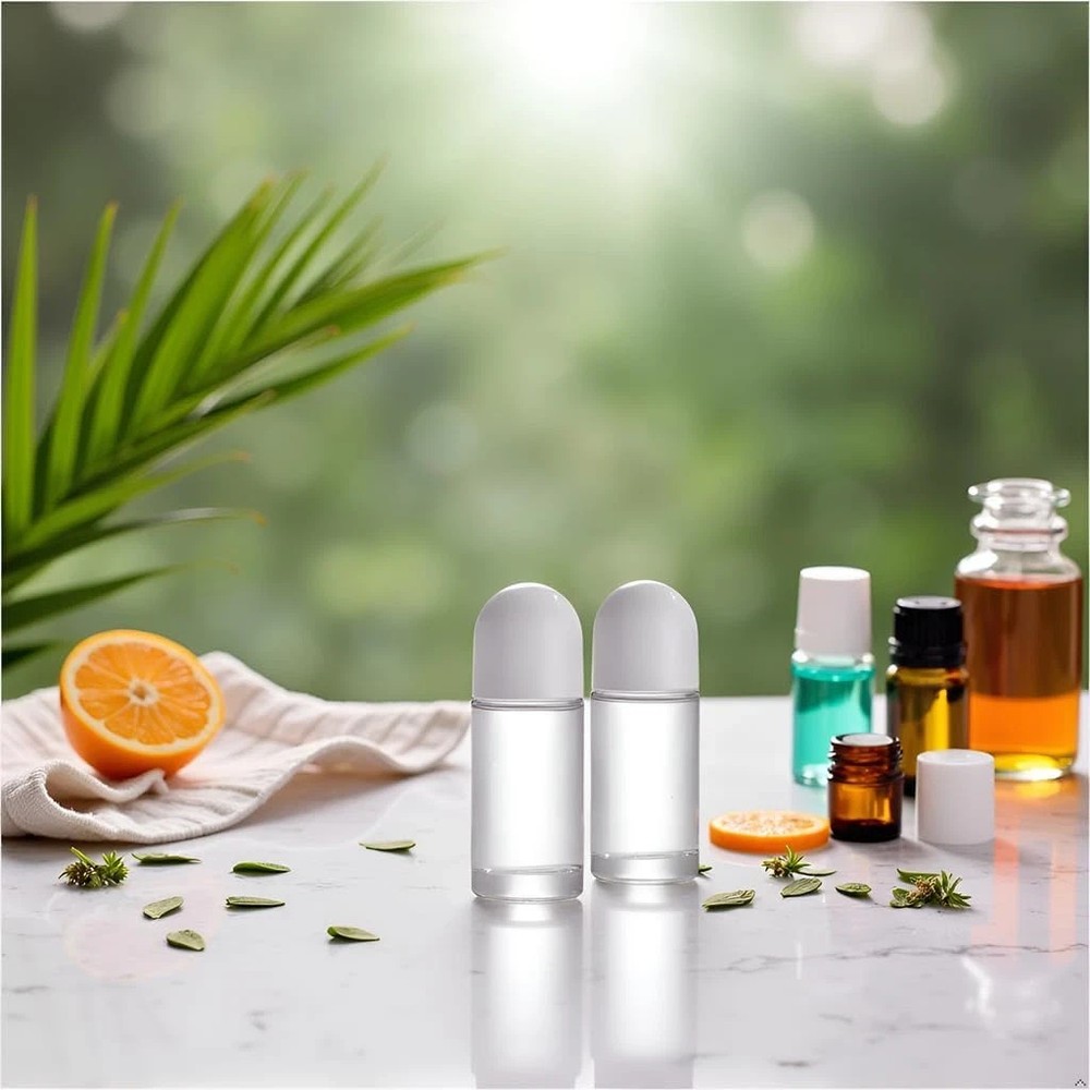 2 Pcs 50ML Glass Empty Roller Bottles with Plastic Roller Ball, Roll on Bottles