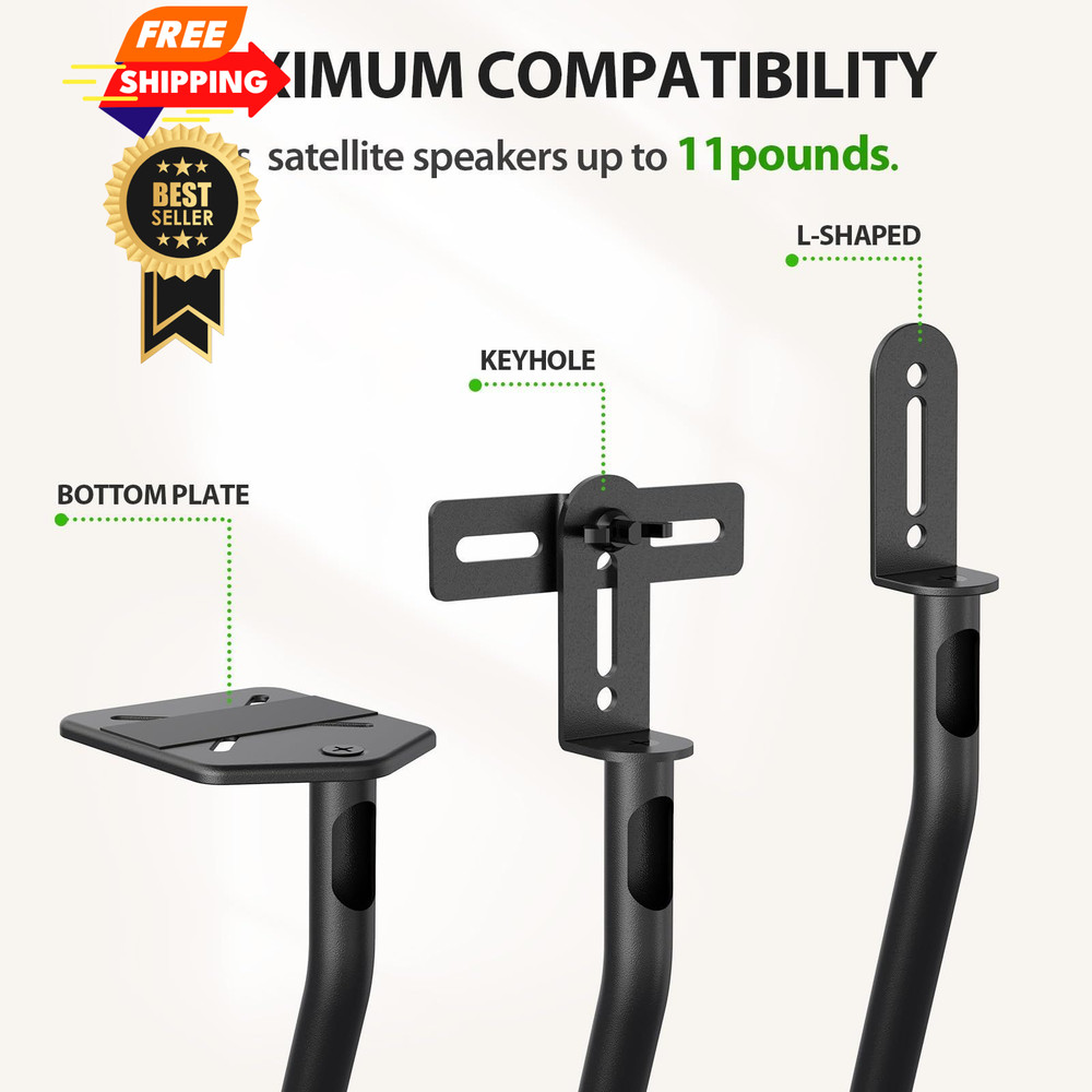 USX MOUNT Universal Speaker Stands, Height Adjustable Extend 30.0" to Black