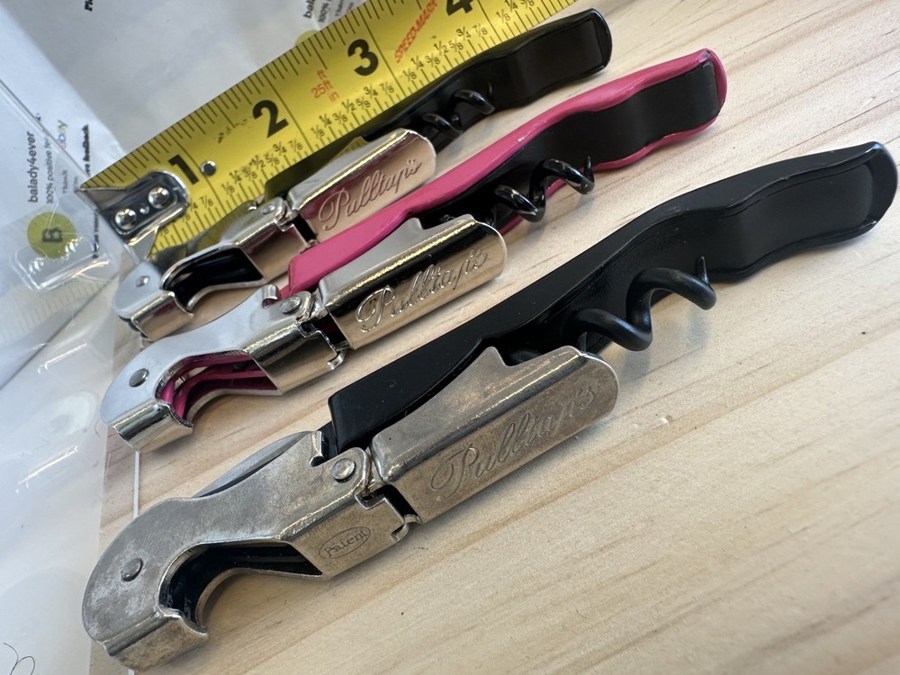 3-Pk Pulltap’s Professional Double-hinged Waiter's Corkscrew with Pulltap's Logo