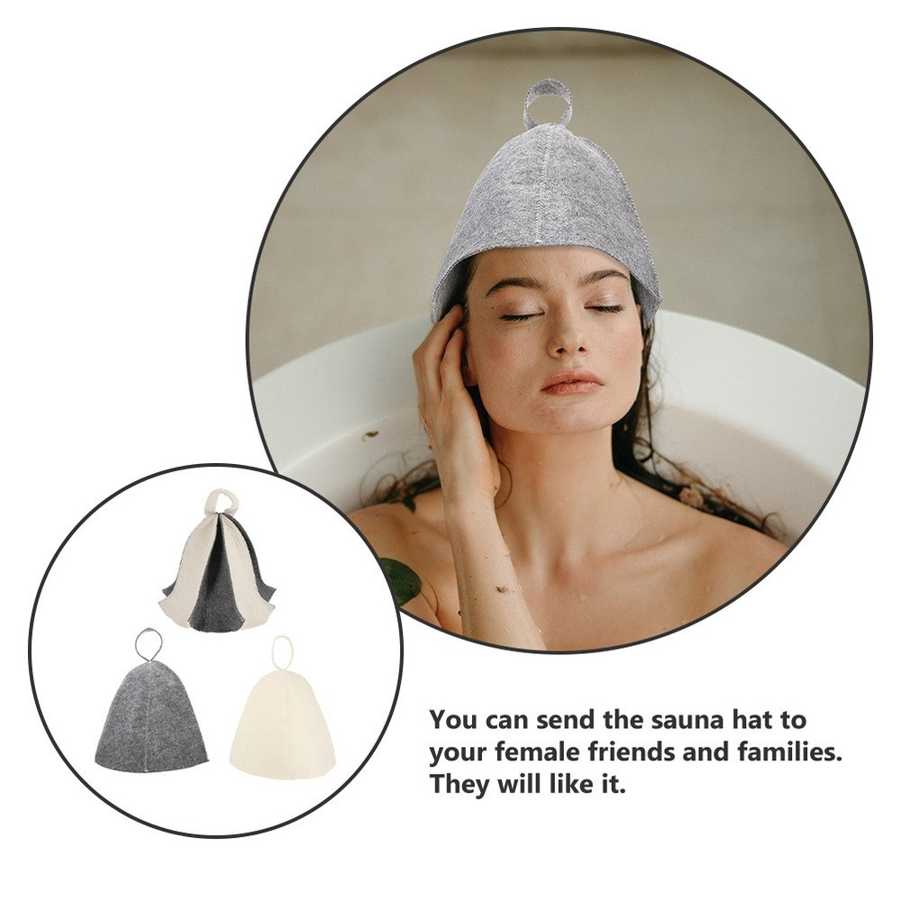 3 Pcs Reusable Sauna Hat Backrest Slip Resistant Wool Head Protection