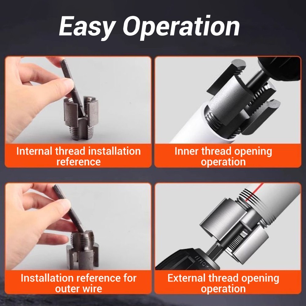 Integrated Internal, External Pipe Threading-Tool PVC Pipe Threader Cutting Kit