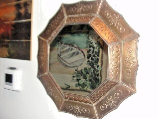 Octagonal Copper Wall Hanger with 10" Octagon Mirror