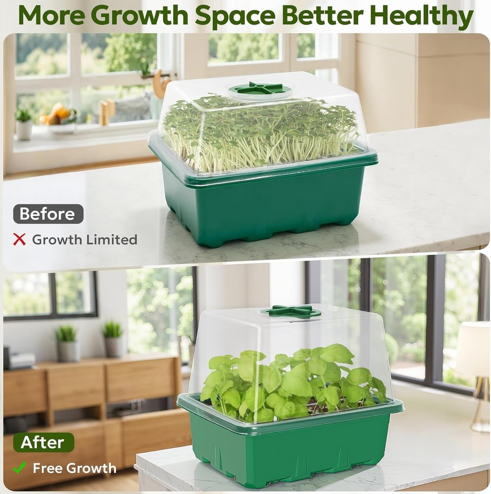 Seed Starter Kit with Grow Light, Elevated Seedling Tray Kit with Adjustable ...