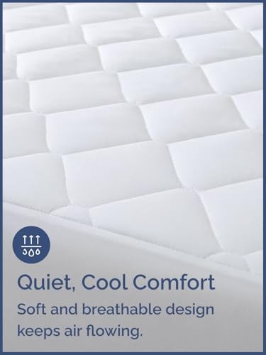 Quilted Fitted Mattress Pad Protector Size - Elastic Fitted Queen White
