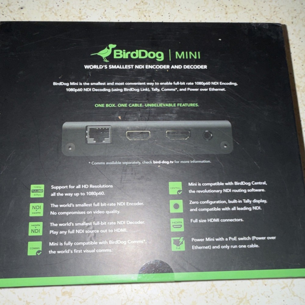 BirdDog Mini HDMI to NDI Encoder Decoder Tally Display PoE HD Console