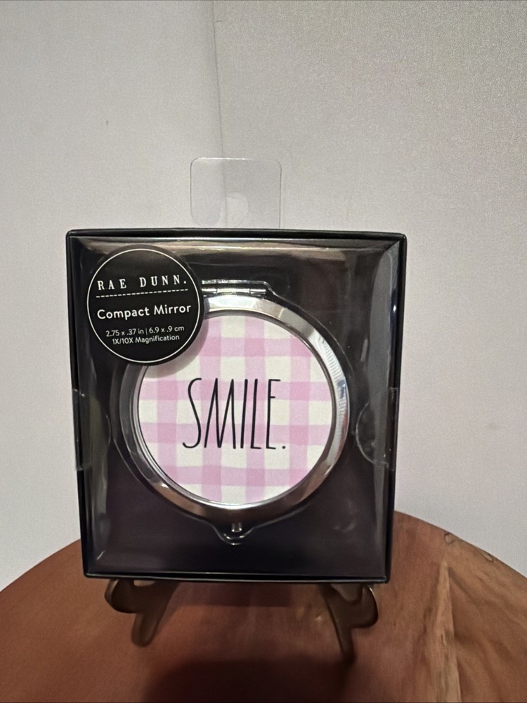 Rae Dunn Beauty Essentials, 'SMILE.' Compact Mirror-NIP
