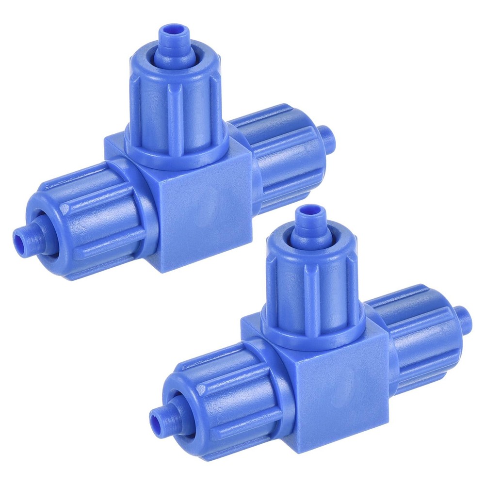 Compression Coupling 6mmx6mm OD Compression Tee Pipe Fittings Blue 2 Pack