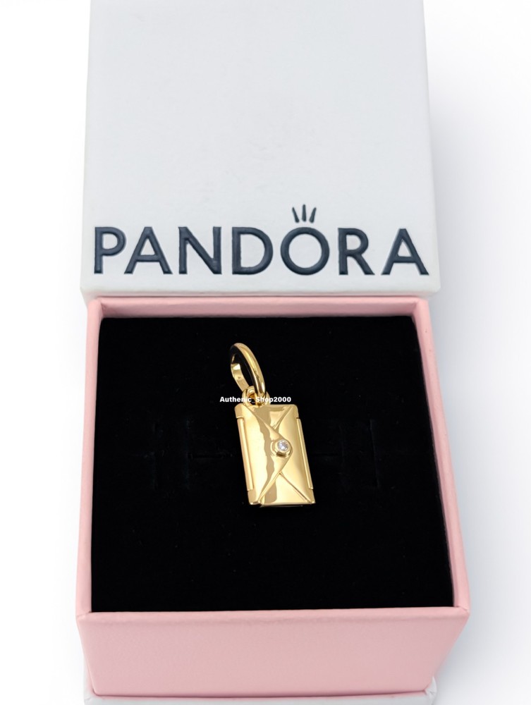 New 100% Authentic PANDORA Gold Engravable Open Envelope Dangle Charm 764421C01