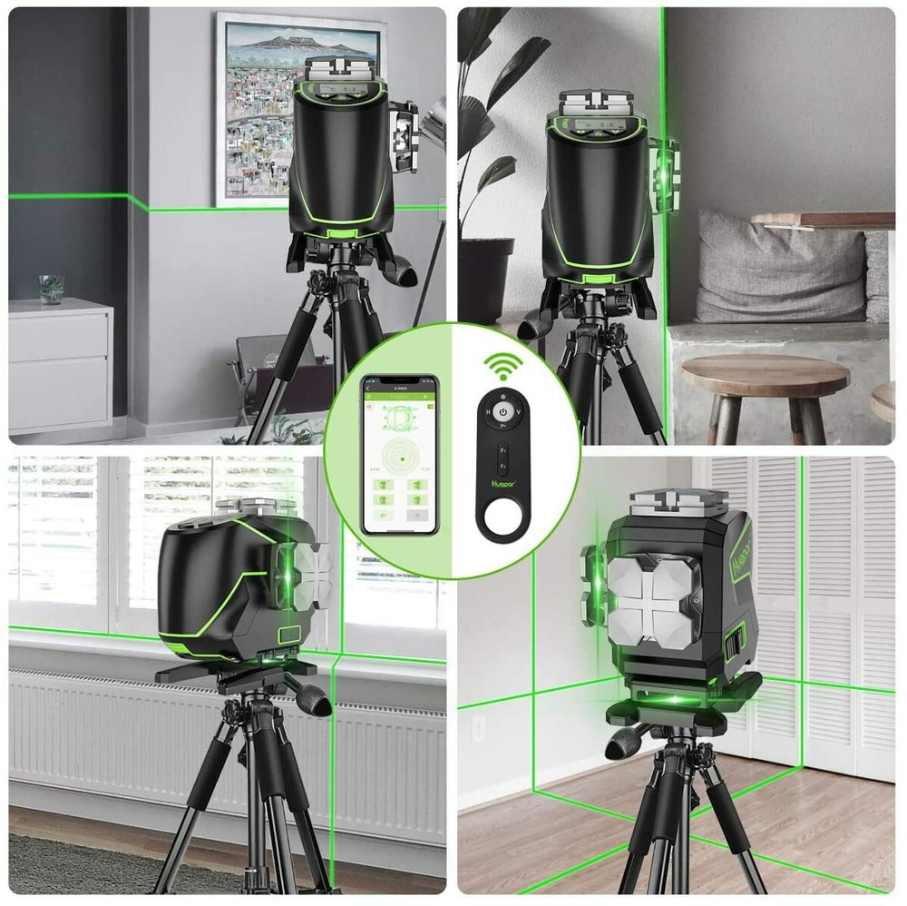 Huepar 3x360° Self-Leveling Bluetooth Connected Laser Level with LCD Screen