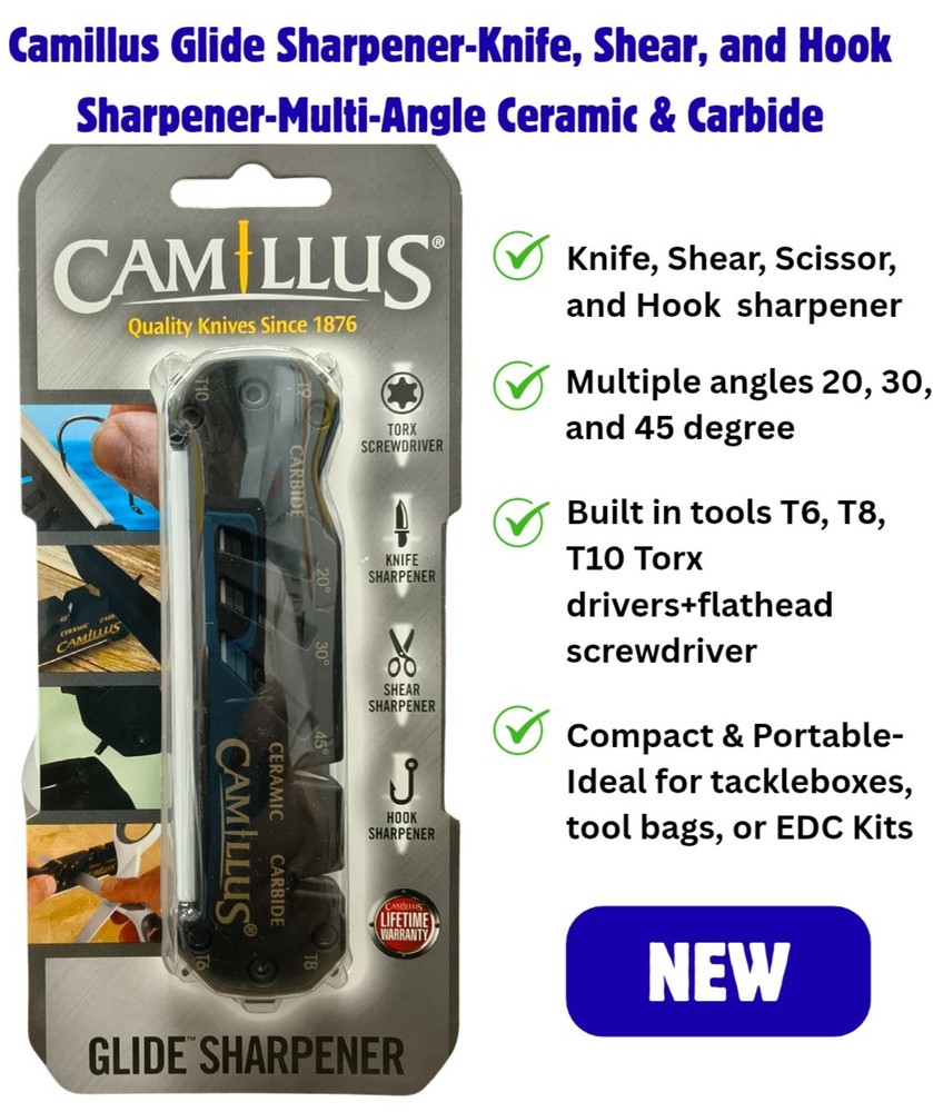 Camillus GLIDE™ Sharpener – Knife, Shear & Hook Sharpener – Multi-Angle Ceramic