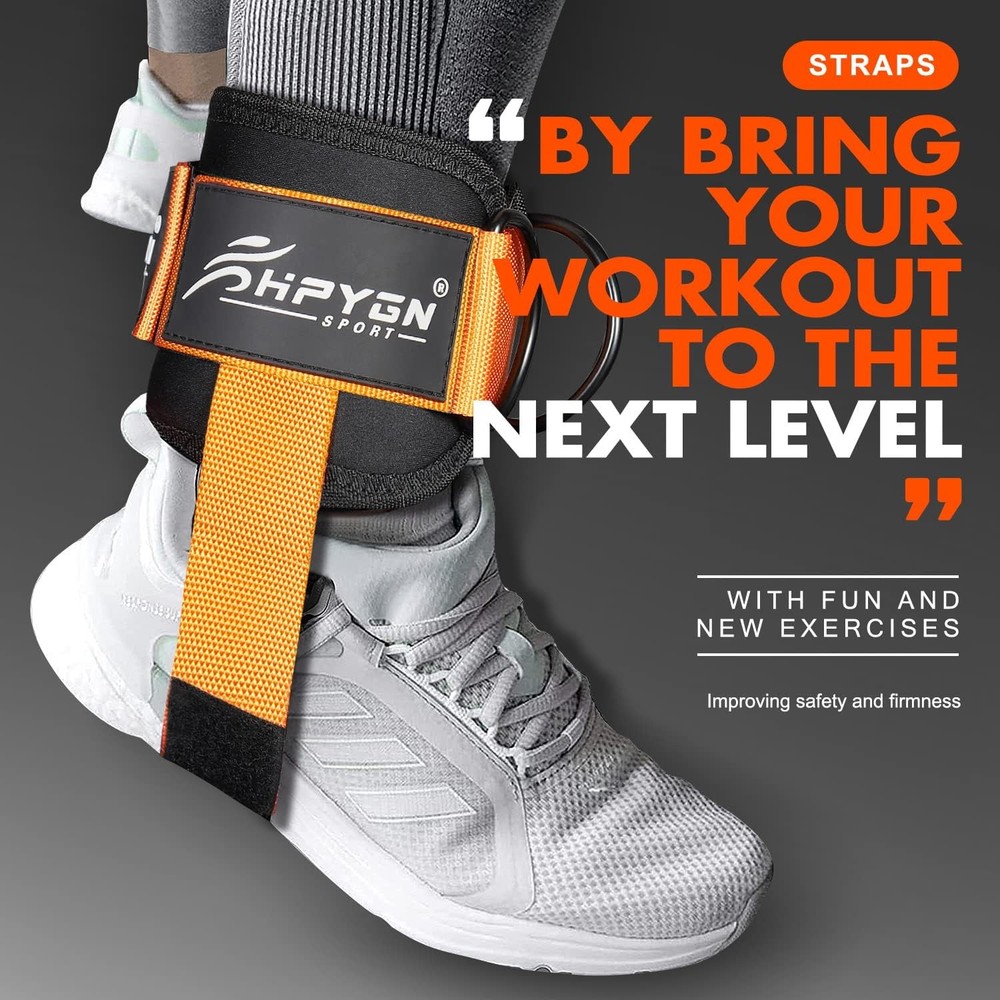 Ankle Strap for Cable Machine, Padded Straps 1Pair-Orange
