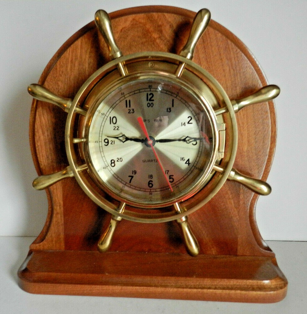 Brass Clock Ship's Time (Quartz) Mounted