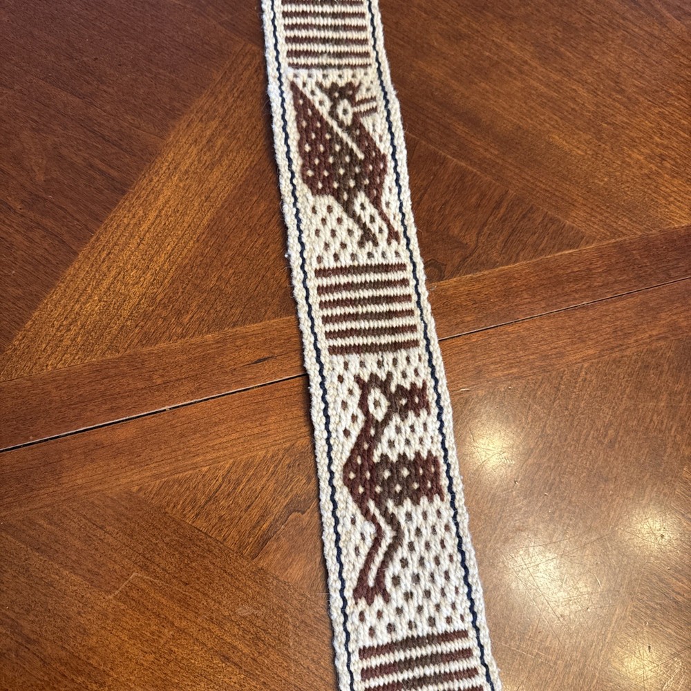 Handmade Guitar Strap Brown White With Fringe