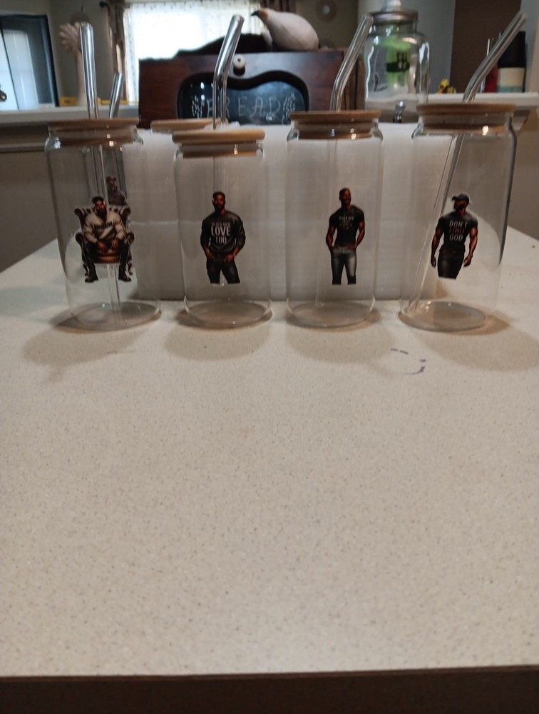 Drinking Glass Cups with Straw